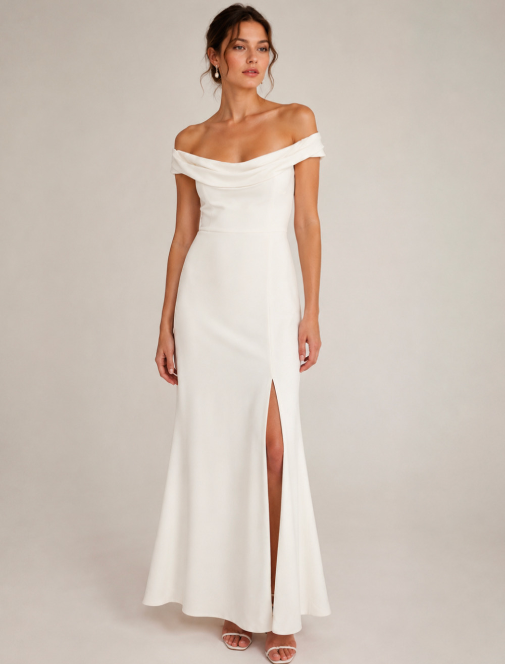 BHLDN Ivory Off Shoulder Midi Wedding Dress Size M Bridal Reception